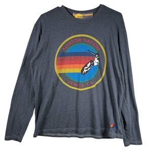 Aviator Nation Aspen Long Sleeve T-Shirt Men Large Gray Graphic Logo